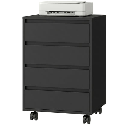 Mobile 4-drawer office filing cabinet