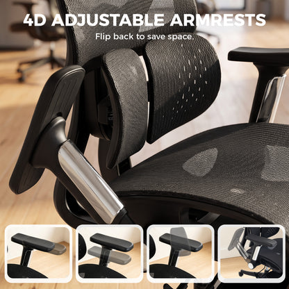 Silla de oficina ergonómica de malla con reposapiés