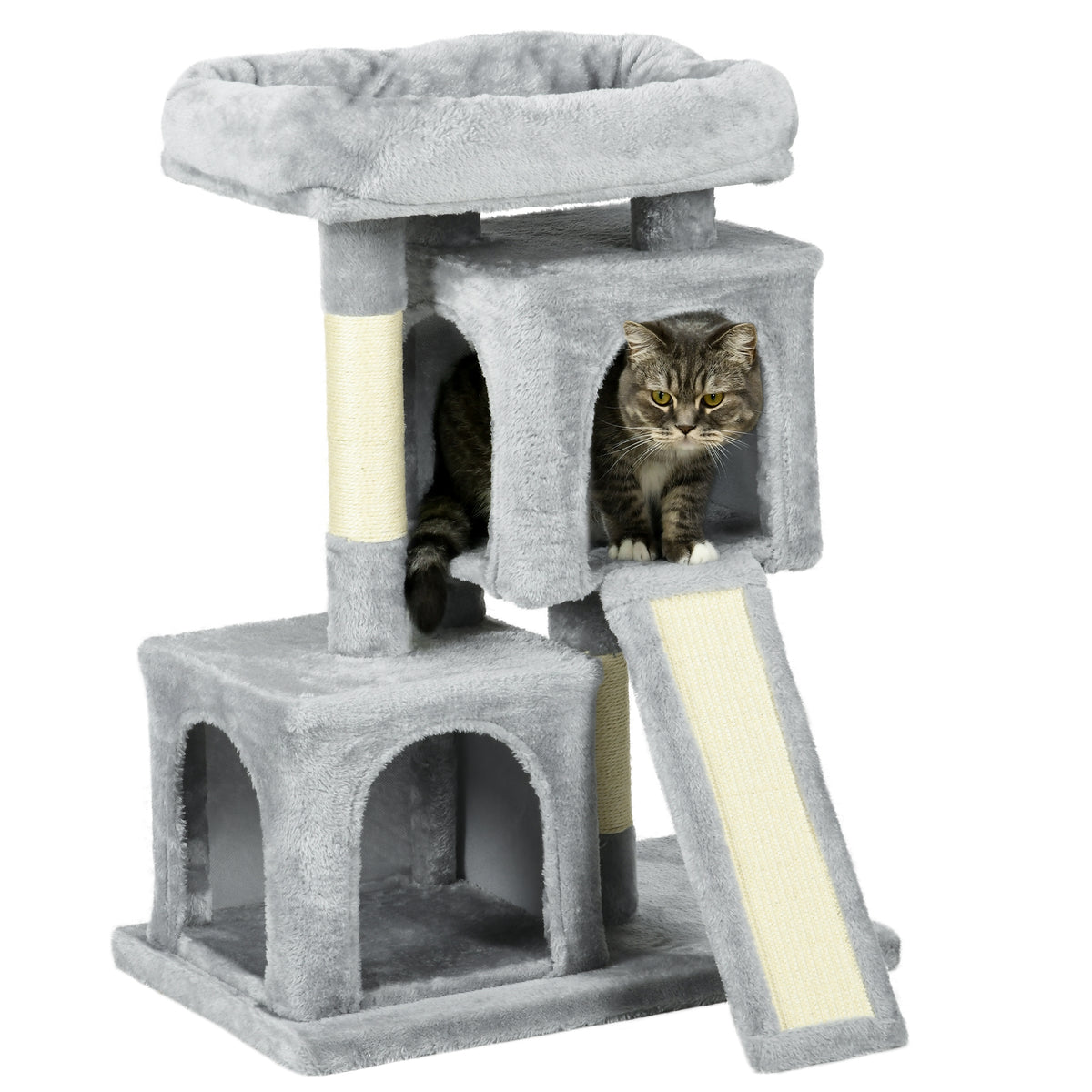 Multi-activity Cat Tower with Sisal Scratching Post — light
