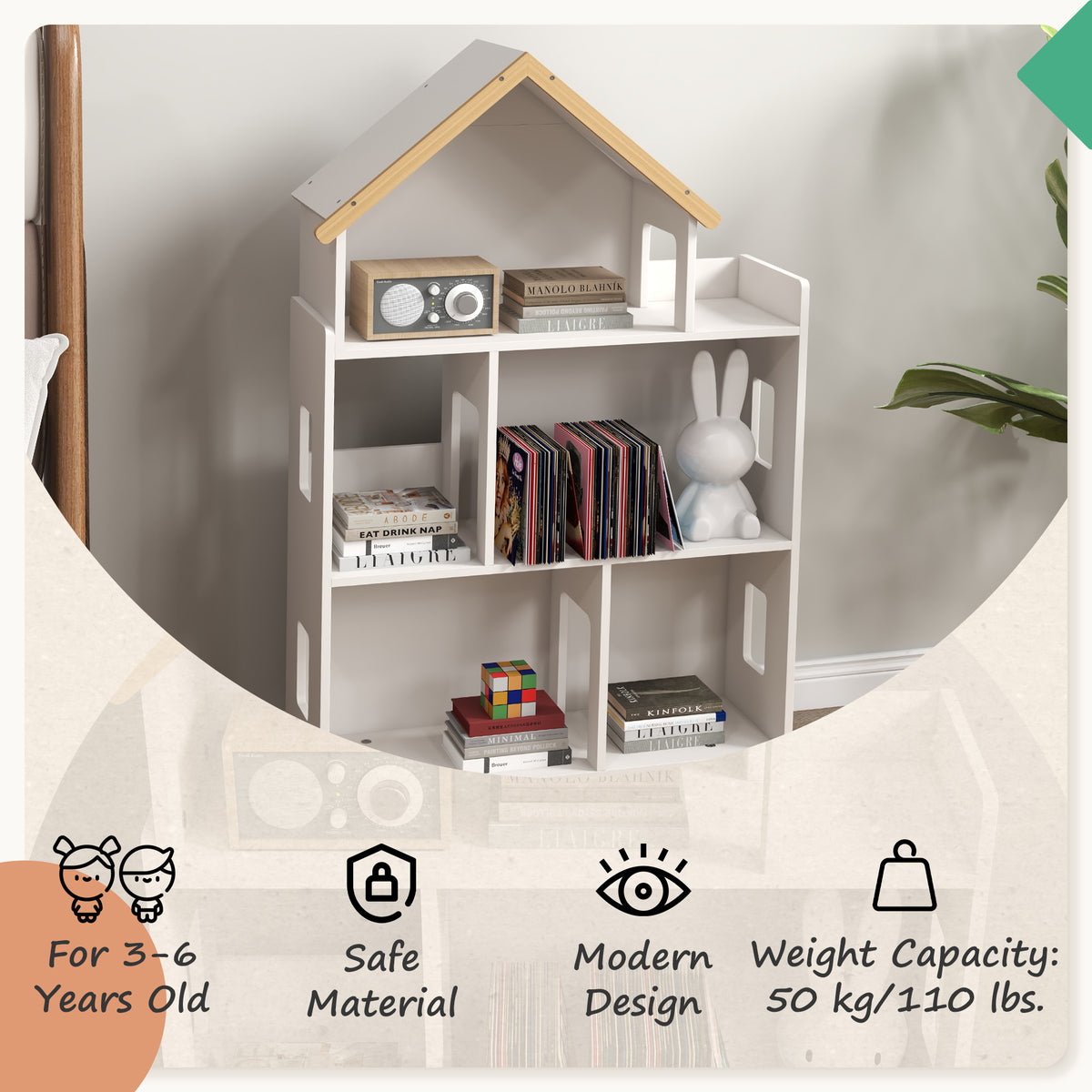 Toy storage organizer cabinet 3-tier bookshelf