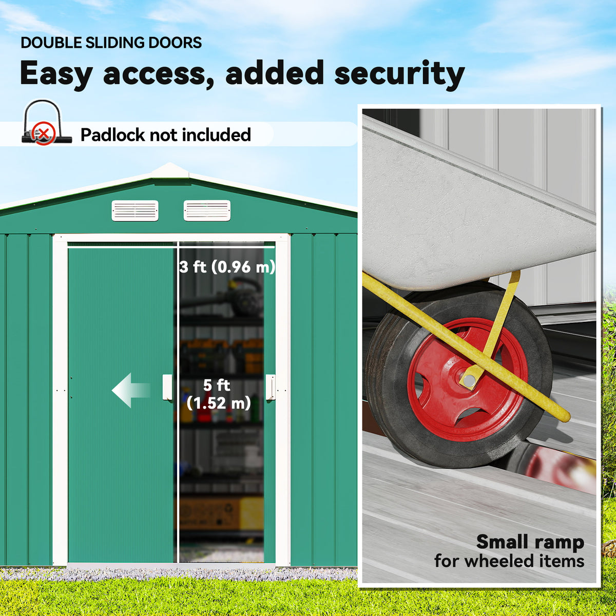 Metal Garden Storage Shed 9.1'x6.4' with Foundation Kit