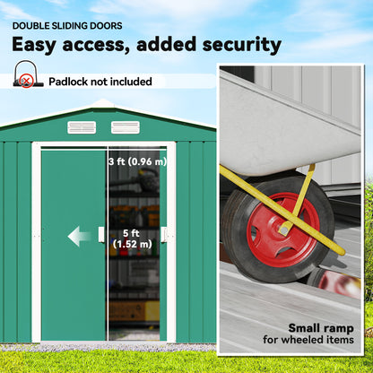 Metal Garden Storage Shed 9.1'x6.4' with Foundation Kit