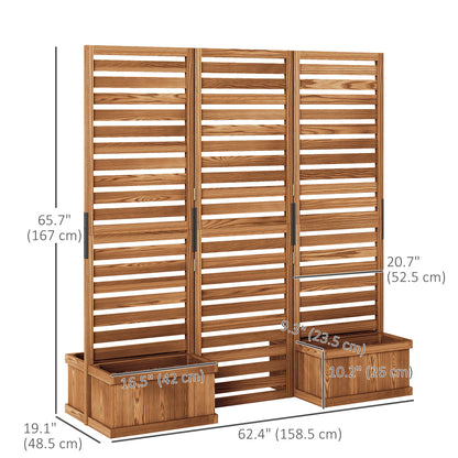 Outdoor Privacy Screen 3 Panels with 4 Raised Planter Boxes