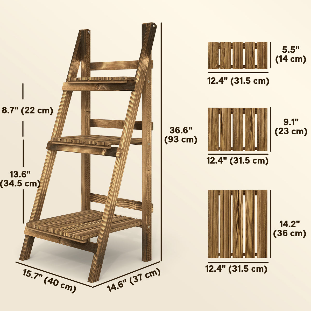 3-Tier Foldable Wooden Plant Stand