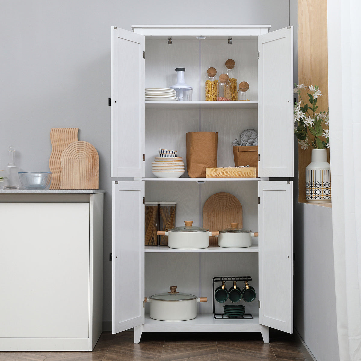 Tall Barn Door Pantry Cabinet 4 Doors
