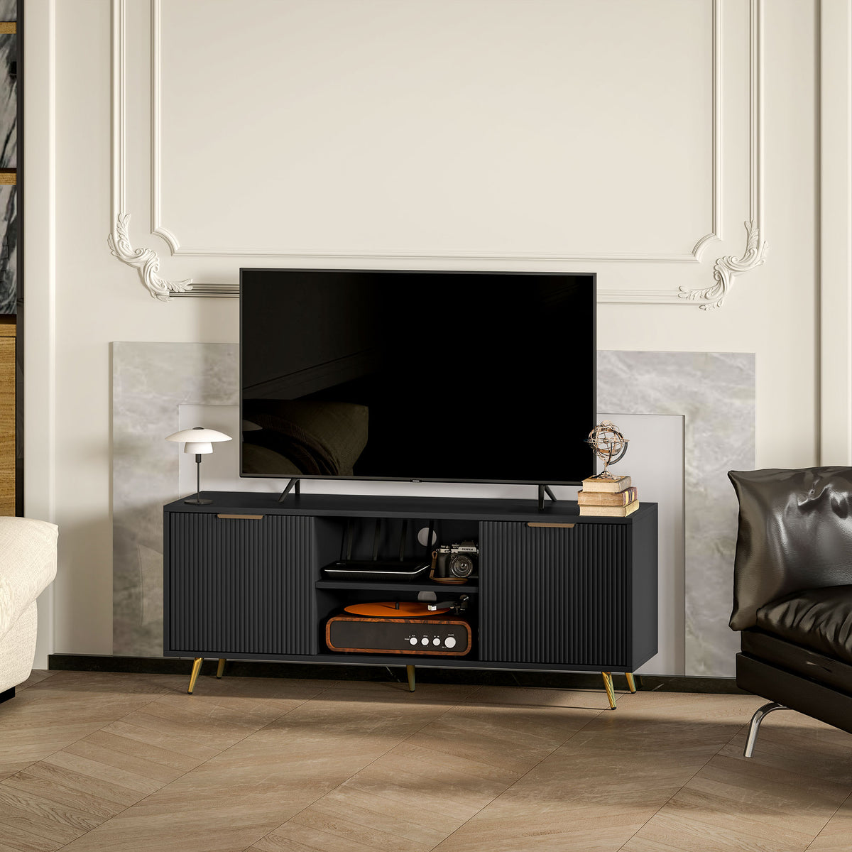 Mueble de TV moderno con almacenamiento para 55 pulgadas