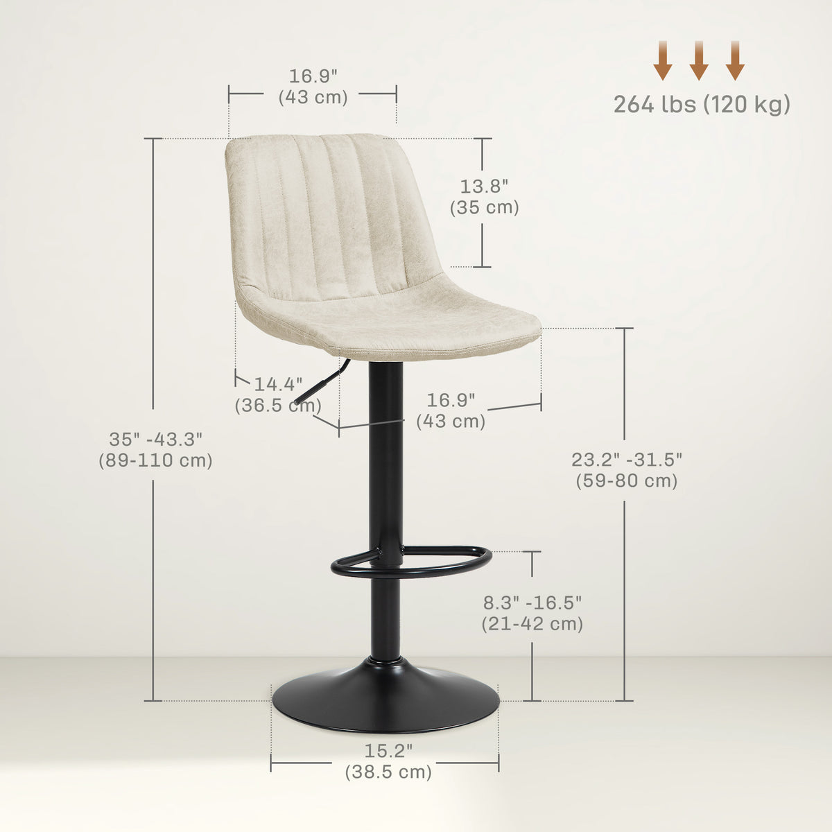 Counter Height Bar Stools Adjustable Swivel Set of 2