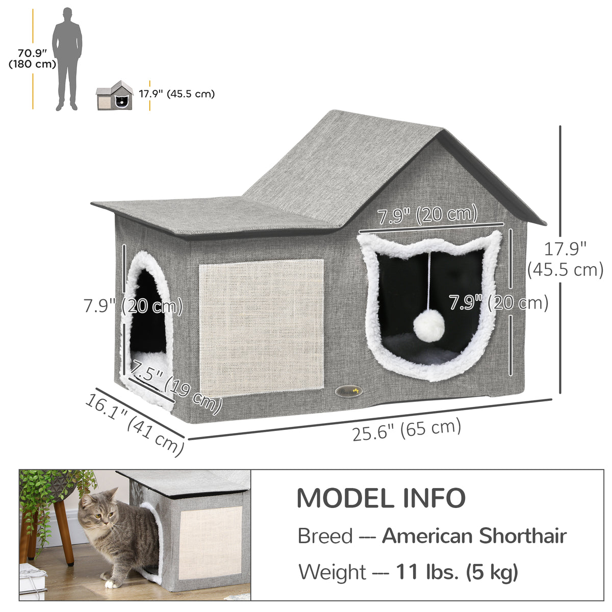 Multi-functional cat cave bed house