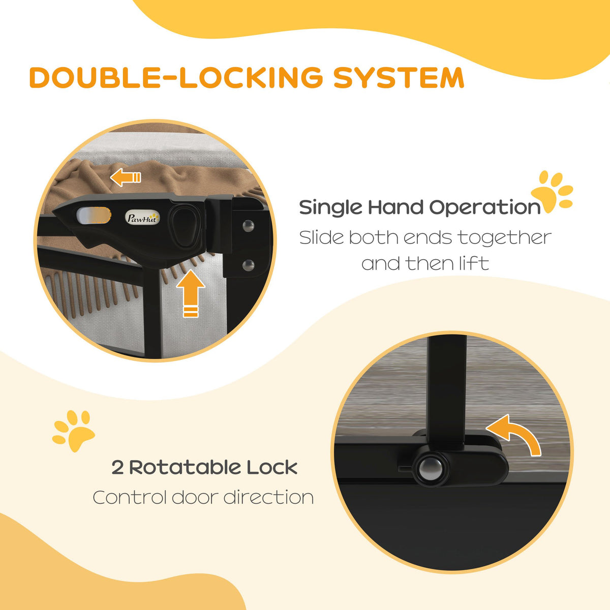 Pet Gate with Cat Door and Double Locking System