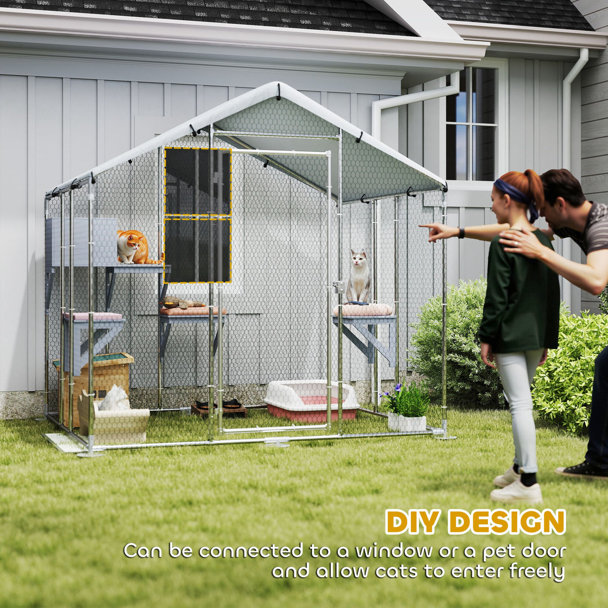 Reja exterior para gatos de metal impermeable