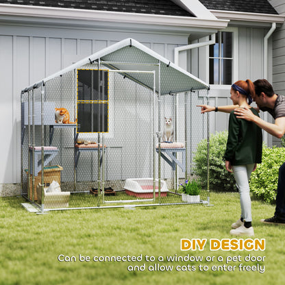 Reja exterior para gatos de metal impermeable