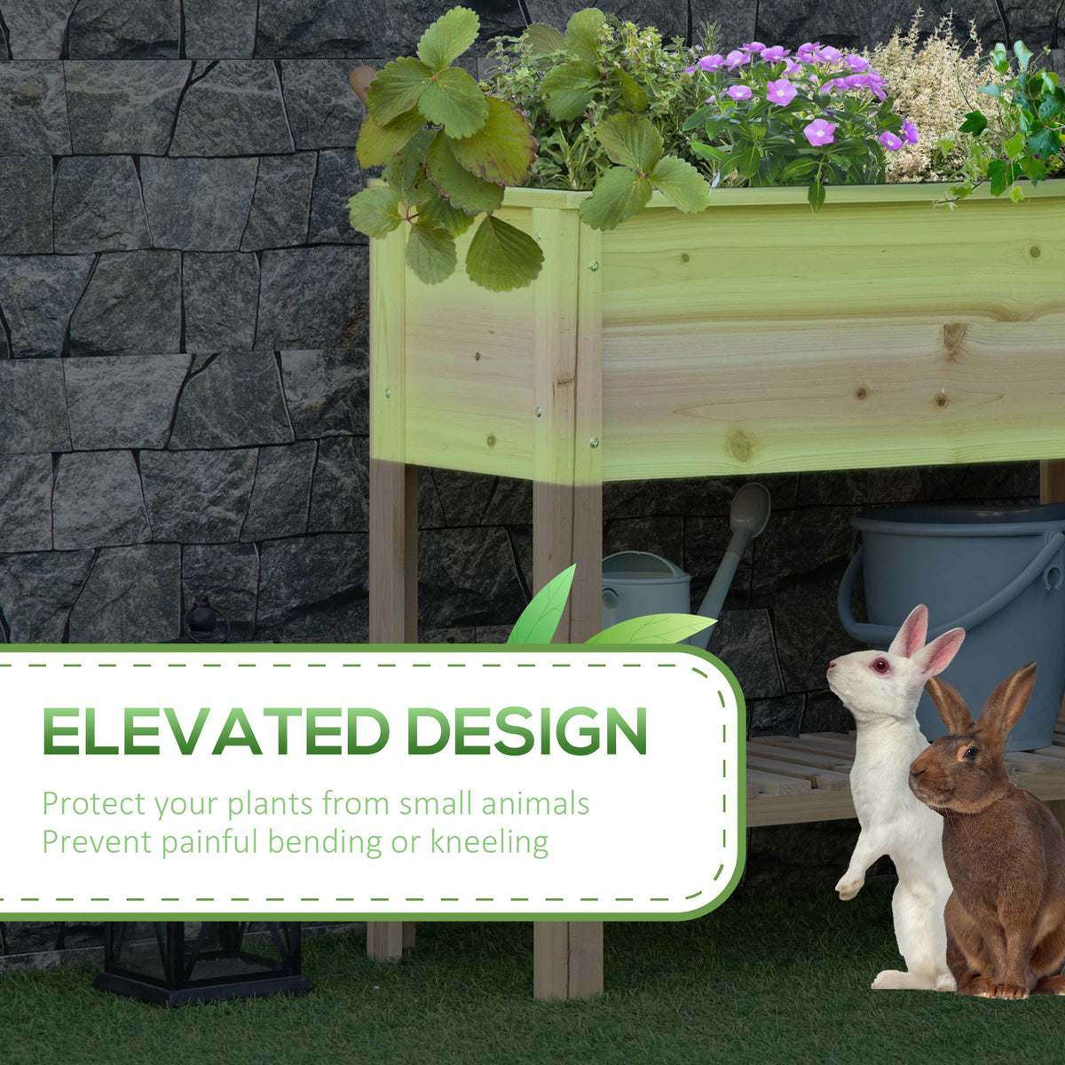 Elevated Planter Box with Storage Shelf 36 x 16 inches