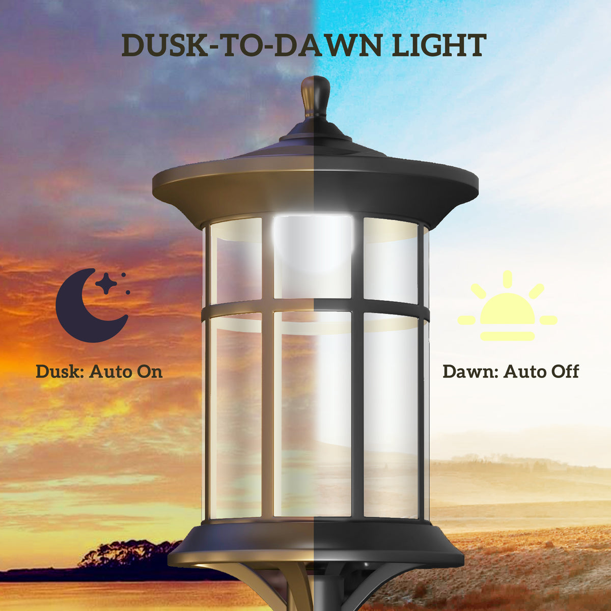 Lámpara de pie solar exterior LED blanco frío 183 cm