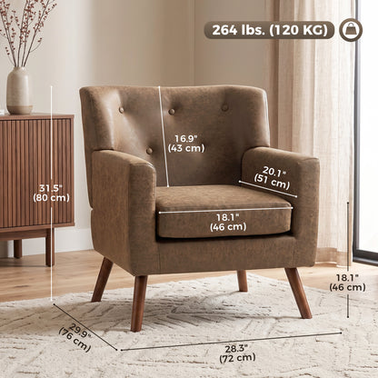 Mid-Century Modern PU Leather Accent Chair