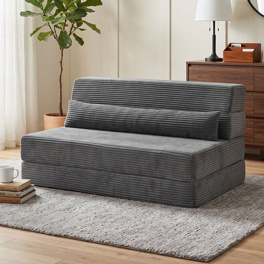 Four-Fold Floor Chair with Back Support — Dark Grey
