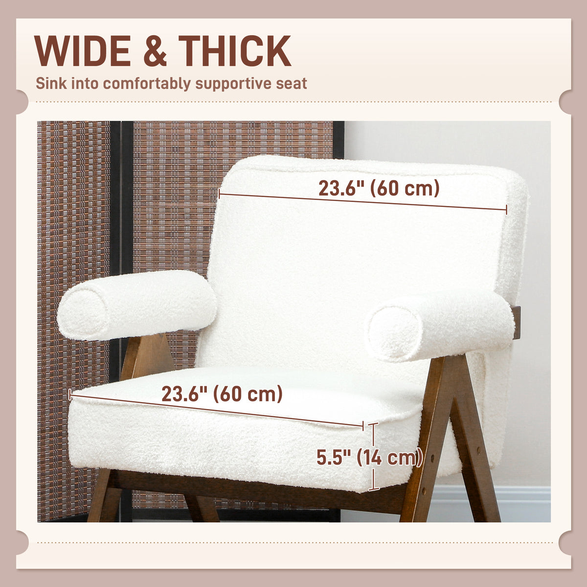 Accent Armchair Corduroy Thick Cushion