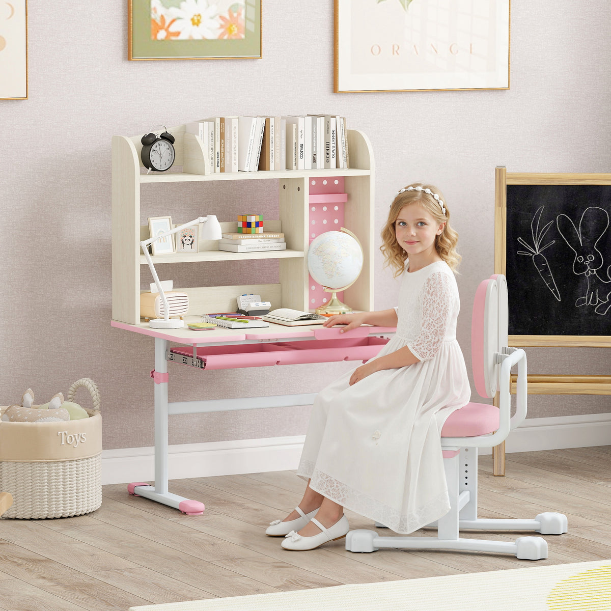 Escritorio y silla para niños con inclinación y altura regulables