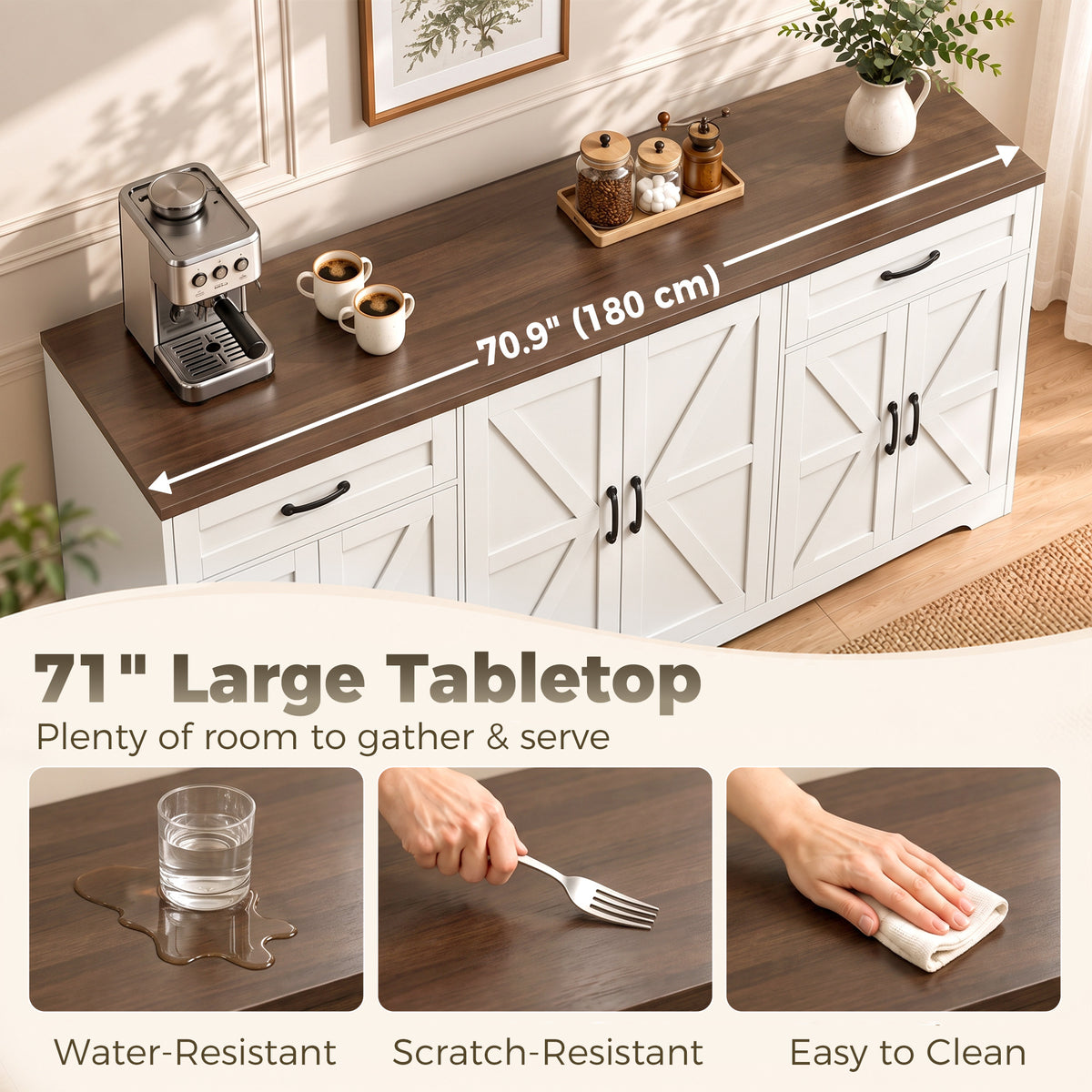 Aparador de comedor estilo rústico 180 cm