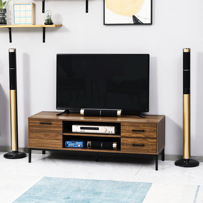Modern TV stand with storage and open shelves