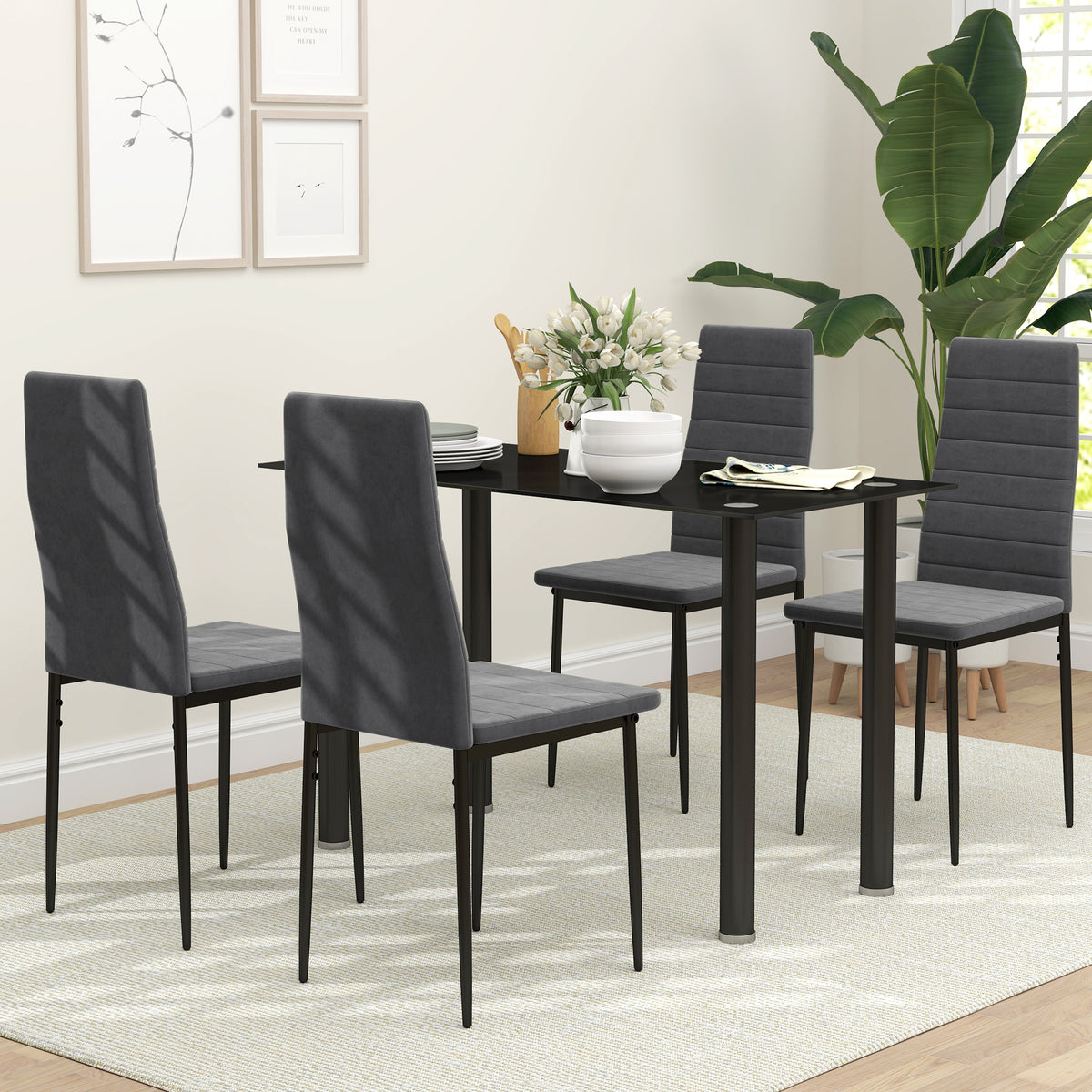 Modern PU Leather Dining Chairs — Set of 4