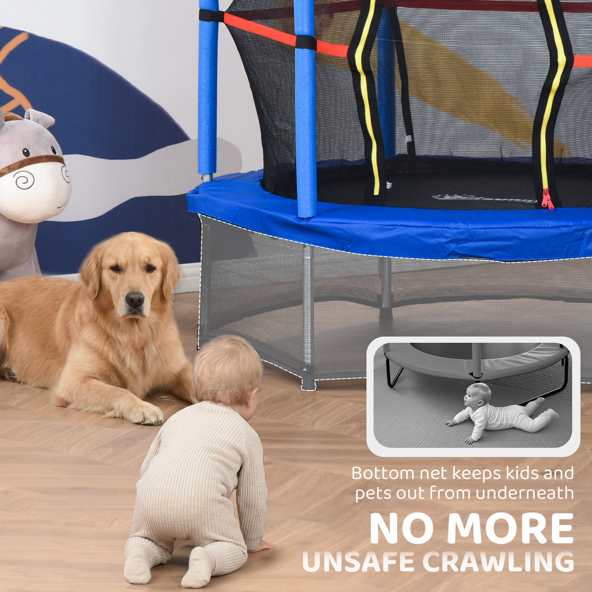 Kids Trampoline 55 in. with Safety Enclosure Net