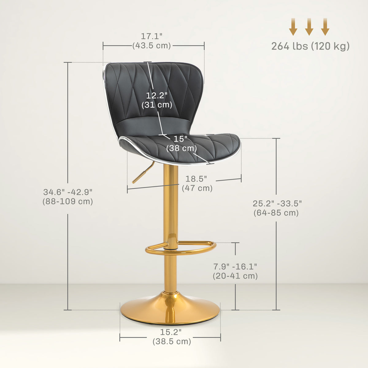 Adjustable Counter Height Bar Stools Set of 2