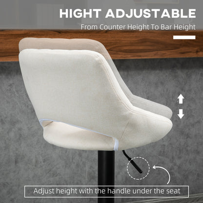Swivel Adjustable Bar Stools Linen Upholstered — Set of 2