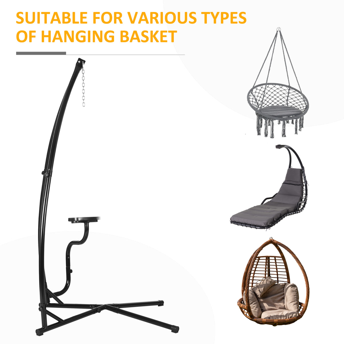 Metal C-Stand for Hanging Hammock Chair with Tray