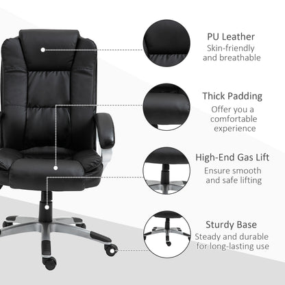 Silla de oficina ejecutiva giratoria de cuero sintético con respaldo alto