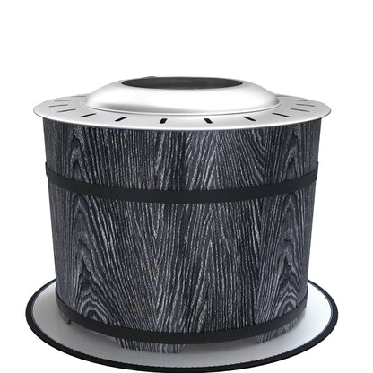 Brasero exterior sin humo con alfombra protectora