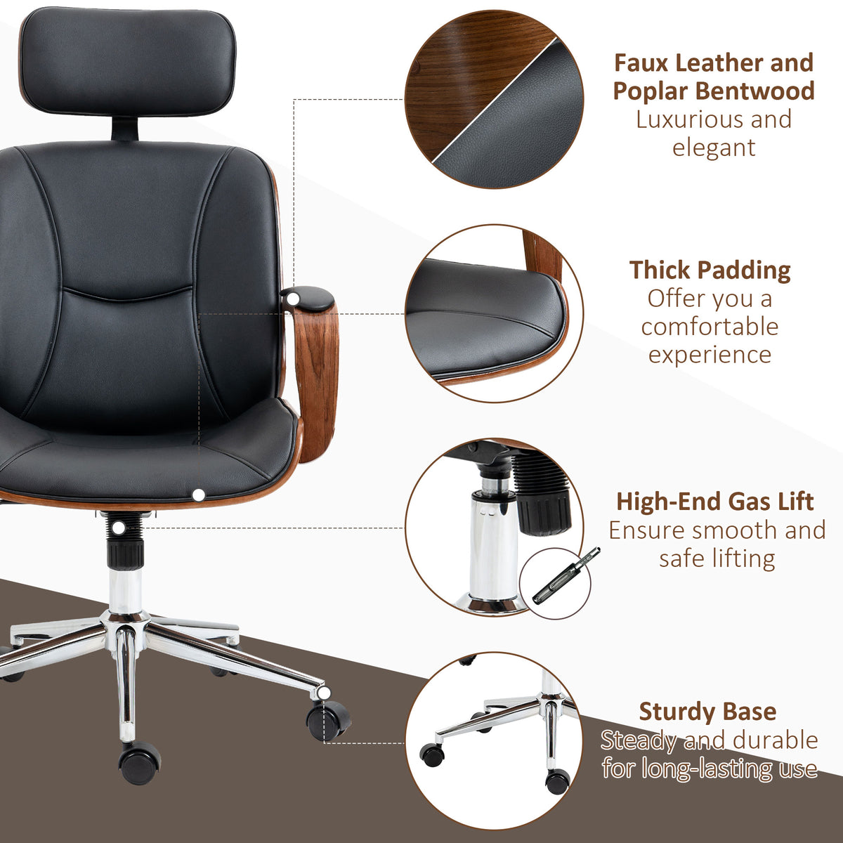 Silla de oficina ergonómica de cuero sintético
