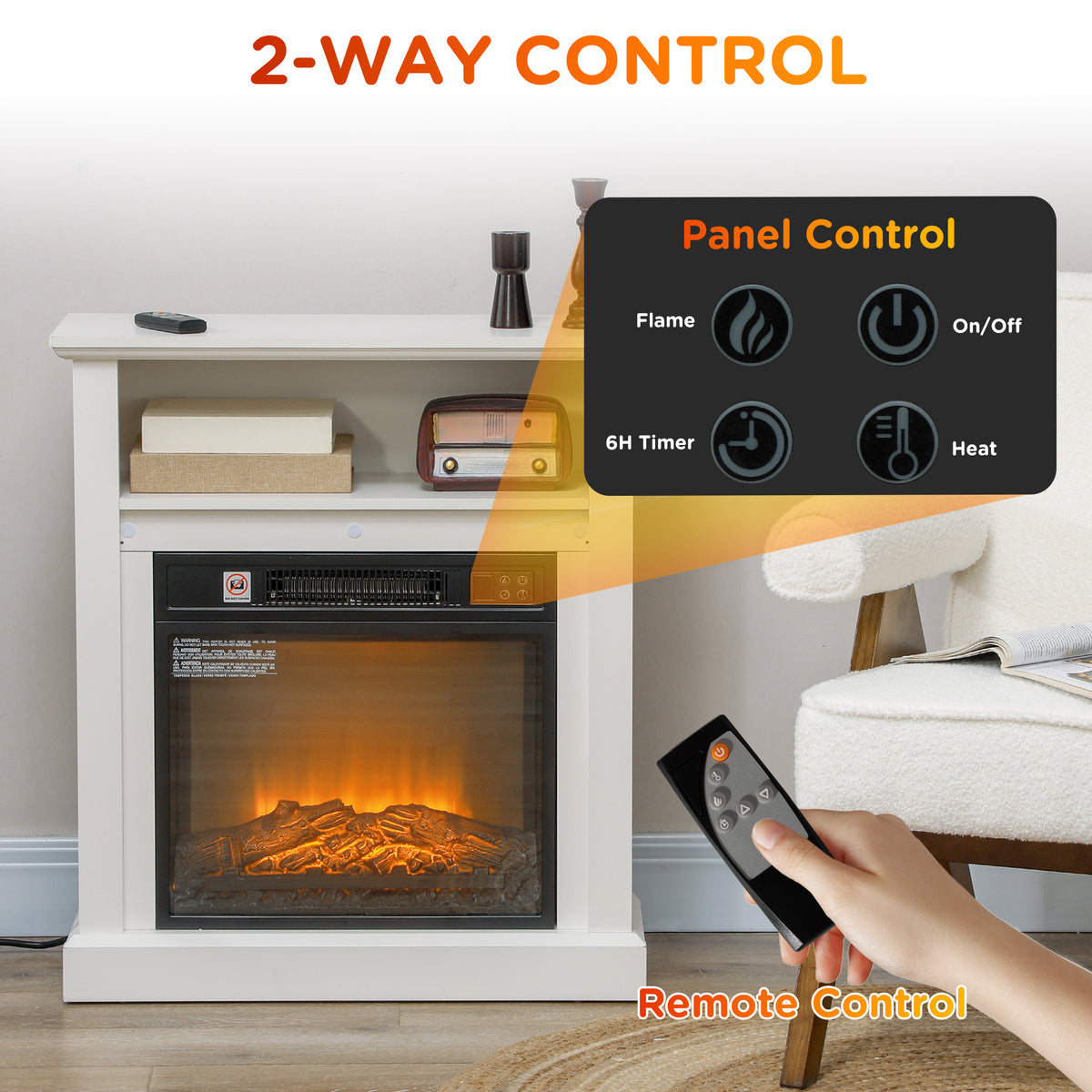 27" Electric Fireplace with Mantel and Thermostat