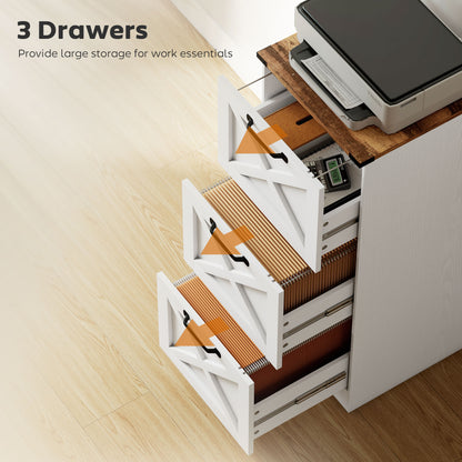 3 Drawer Farmhouse Vertical Filing Cabinet