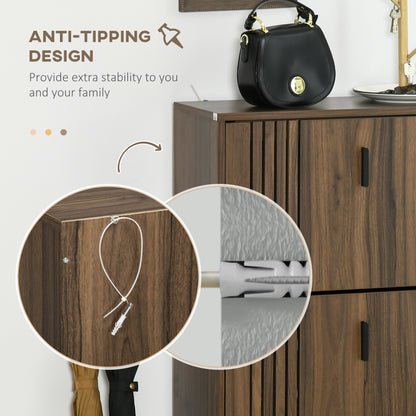 Narrow shoe storage cabinet with 3 flip drawers
