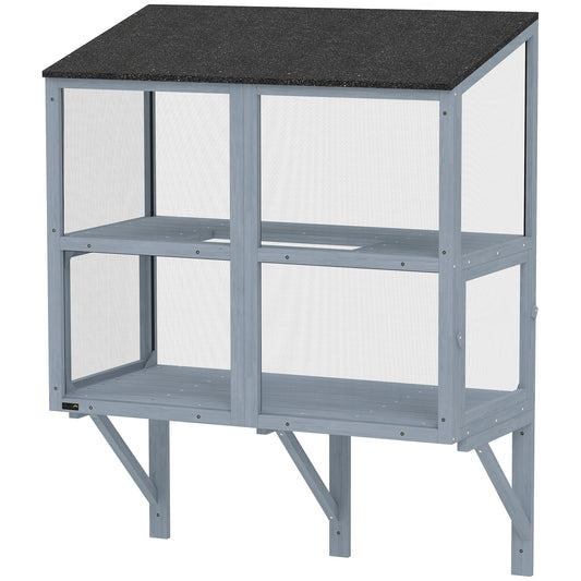 Wall-Mounted 2-Level Outdoor Cat Enclosure