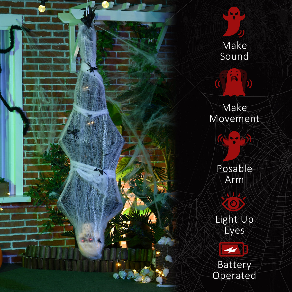 Momia colgante animada con telaraña — Halloween