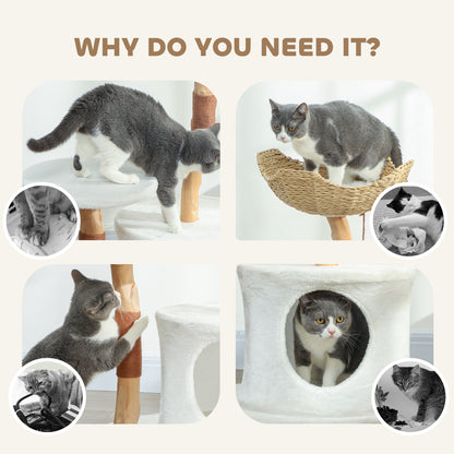 Árbol para gatos de 101 cm estabilizado con rascador de sisal