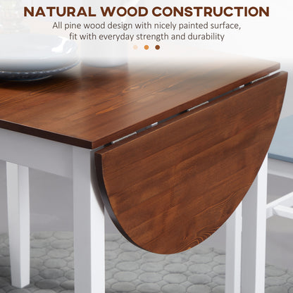 Mesa de comedor abatible de pino macizo para espacios pequeños