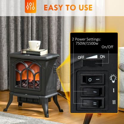 Electric Fireplace Heater with Realistic Flame 750W/1500W