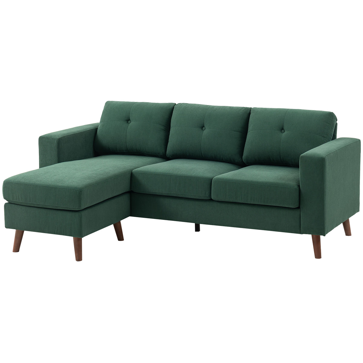 Corduroy L-Shaped Sectional Sofa with Reversible Chaise