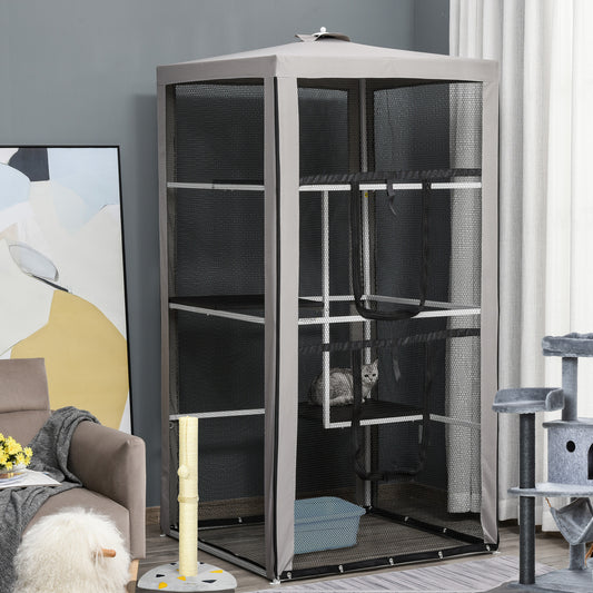 ਬਿੱਲੀਆਂ ਲਈ ਬਾਹਰਲਾ ਪਿੰਡ 3 ਪਲੇਟਫਾਰਮਾਂ ਨਾਲ 201 ਸੈਂਟੀਮੀਟਰ