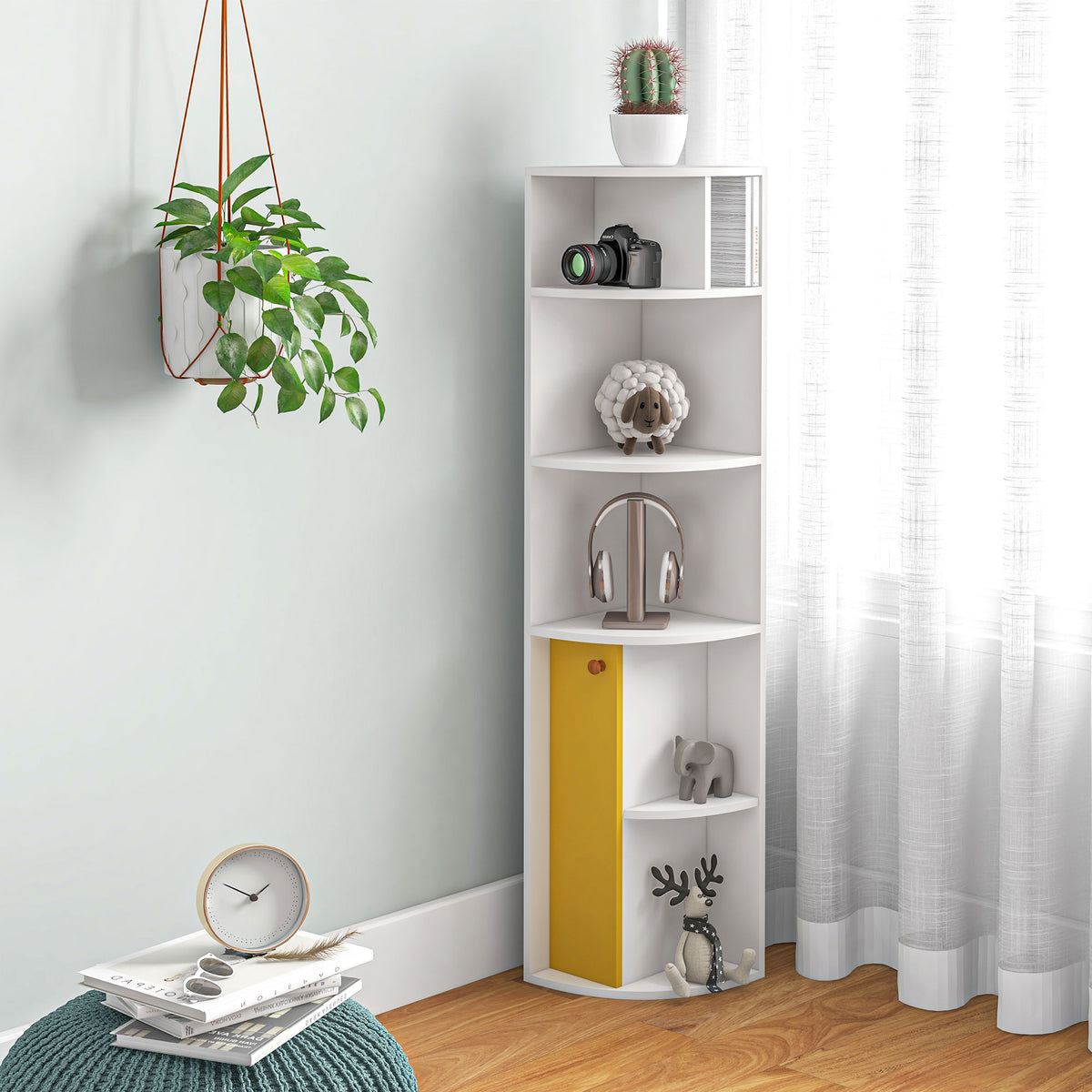5-Tier Corner Bookshelf Storage Unit