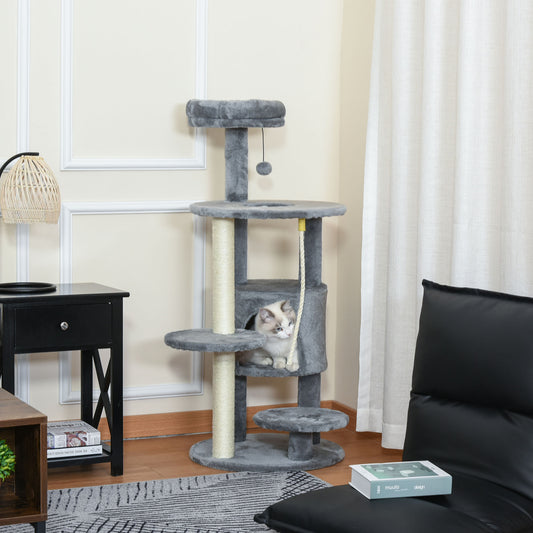 Árbol para gatos de varios niveles con caseta y rascadores