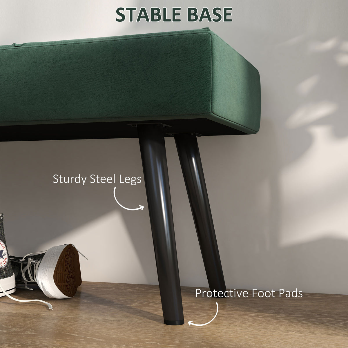 Upholstered Velvet Bedroom Bench — Steel Legs
