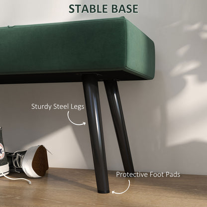 Upholstered Velvet Bedroom Bench — Steel Legs