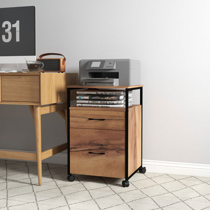 Industrial rolling vertical filing cabinet with drawers