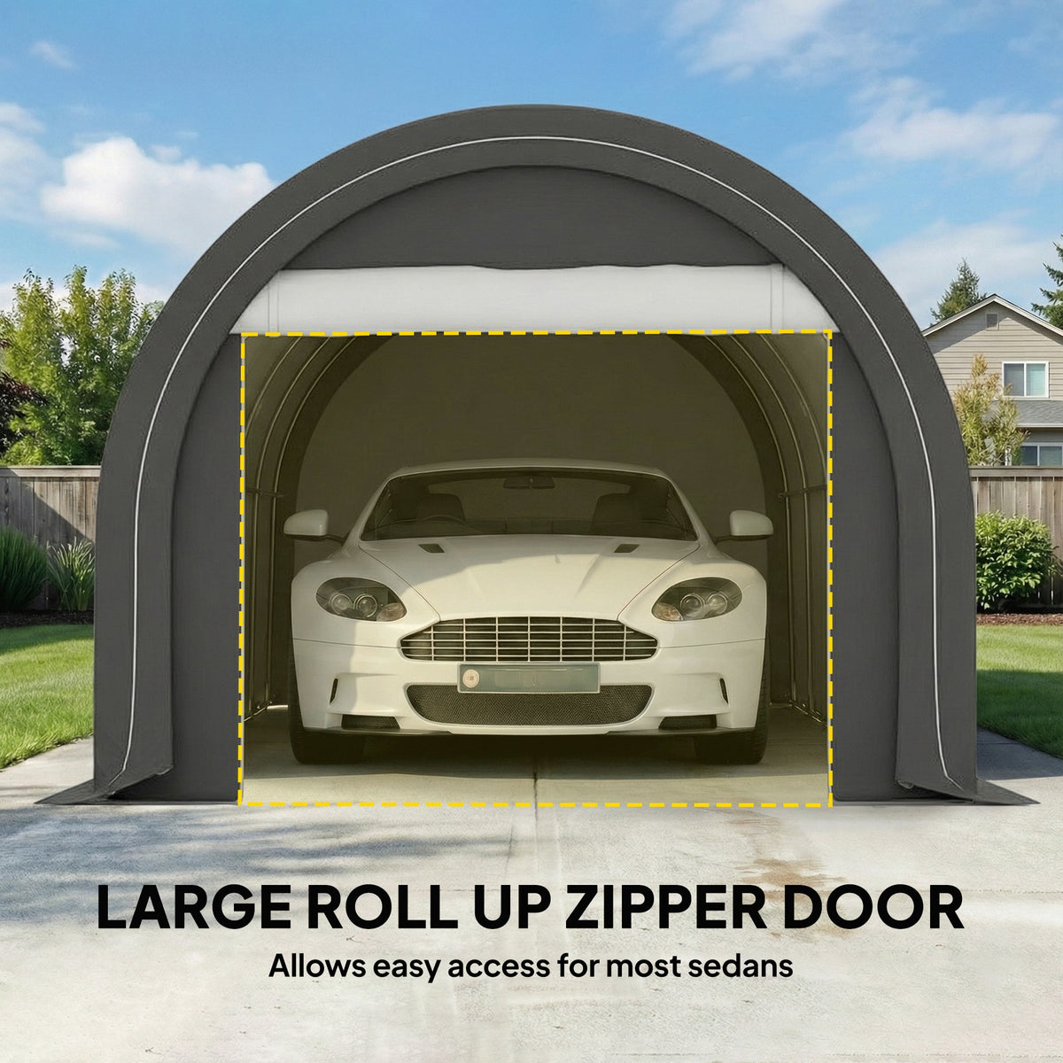 Portable Carport Tent 10 x 16 ft with Zippered Door