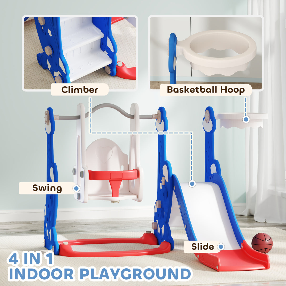 8-in-1 toddler slide and swing set