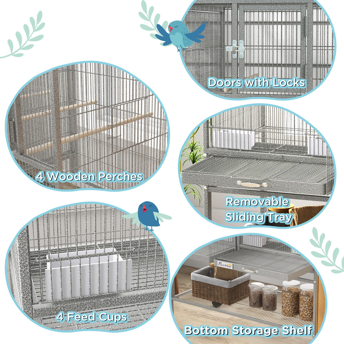 Large double rolling metal bird cage