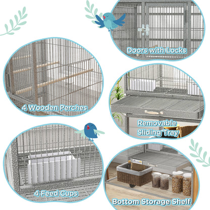 Large double rolling metal bird cage